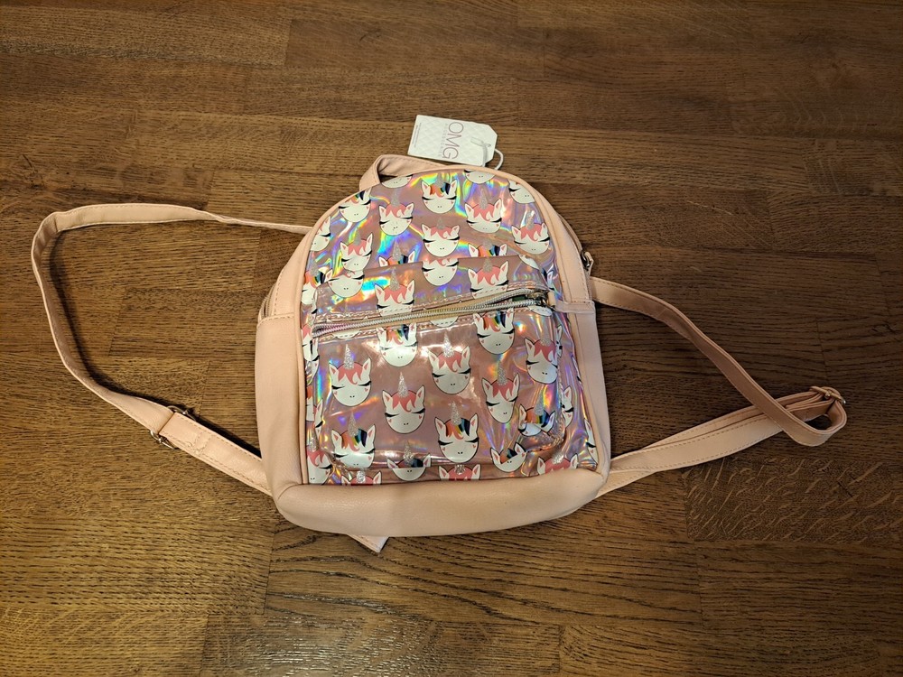 OMG Accessories Pink Unicorn Backpack Bag Zip Closure