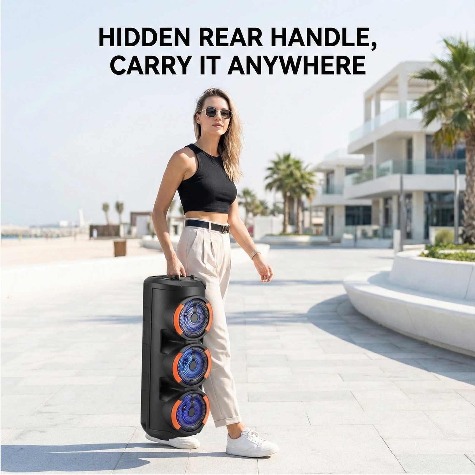 Portable Bluetooth Speaker Triple 6.5'' Sub woofer Stereo Sound System PA Party