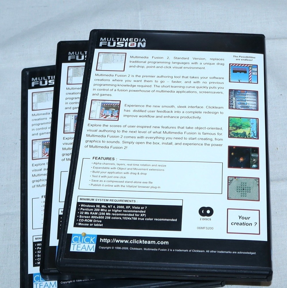 Multimedia Fusion 2 | PC CD-ROM Game Software 2-Disc w/ Case