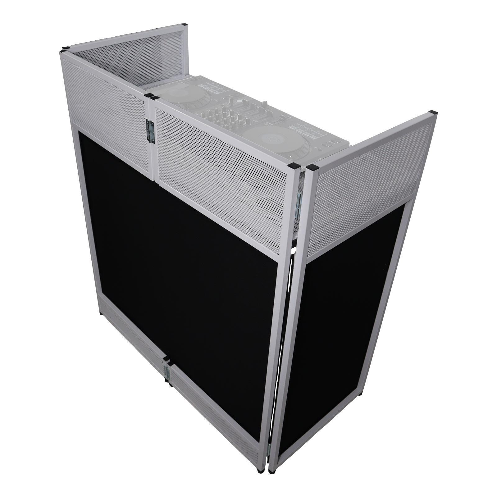 ProX XF-VISTA WH White Portable DJ Booth Facade Table Station w Scrim & Bag