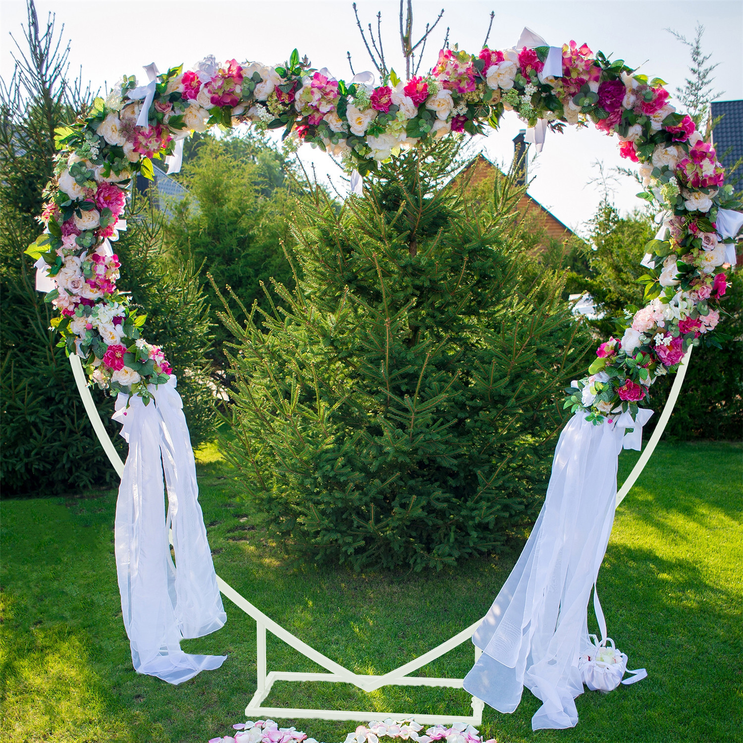 7.2ft Heart Shaped Wedding Metal Balloon Arch Stand Frame Display Kit Ceremony