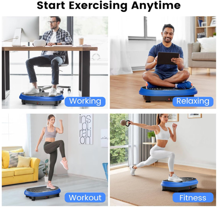 Vibration Plate Exercise Machine – Full Body Shaker w/ Bluetooth, Blue