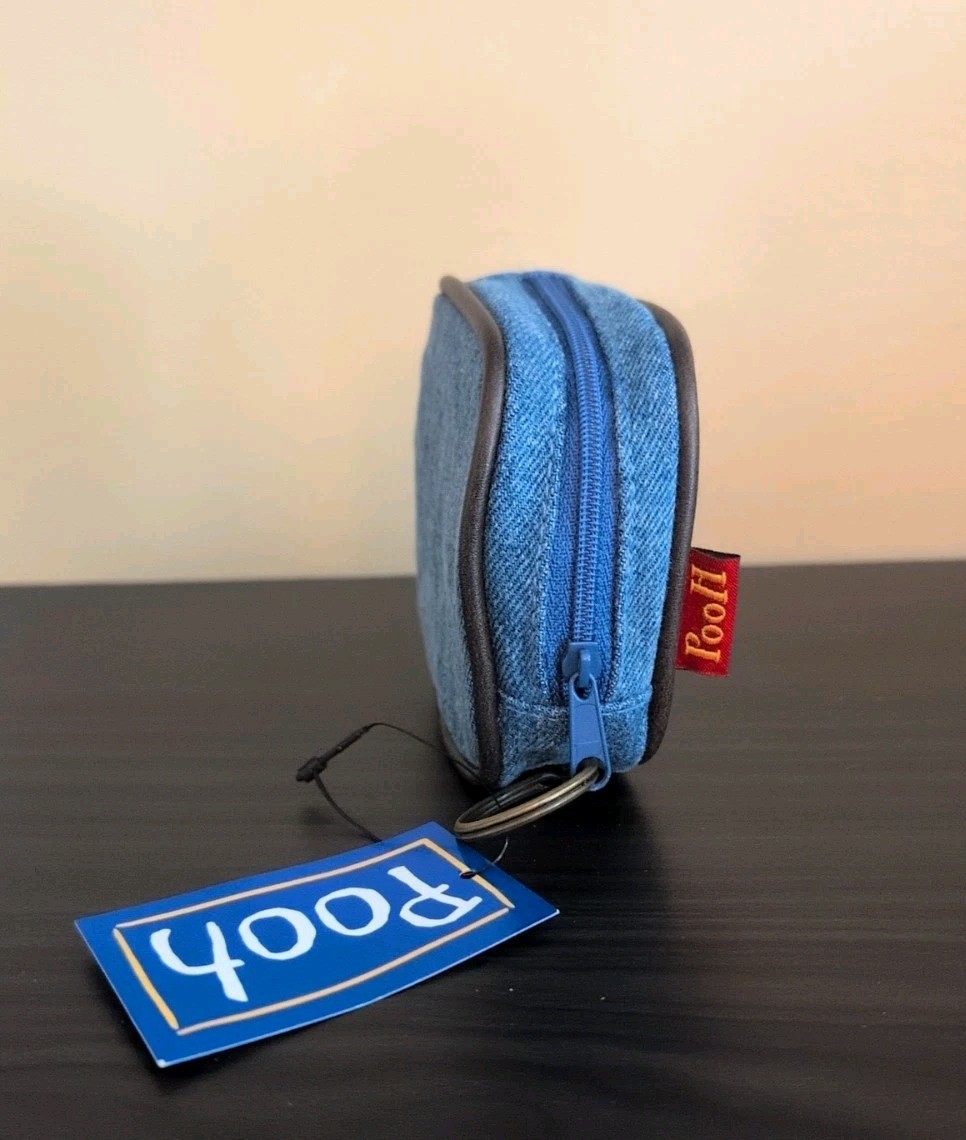 Vintage Winnie the Pooh Coin Purse Keychain Denim 4"