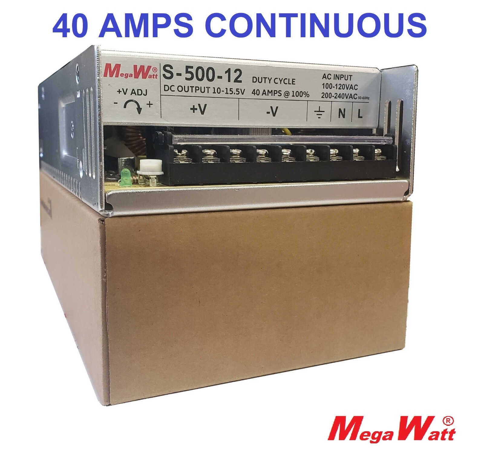 40 Amp 13.8V HAM Radio Power Supply 10-15.5 Volts Just Added to MegaWatt® Line