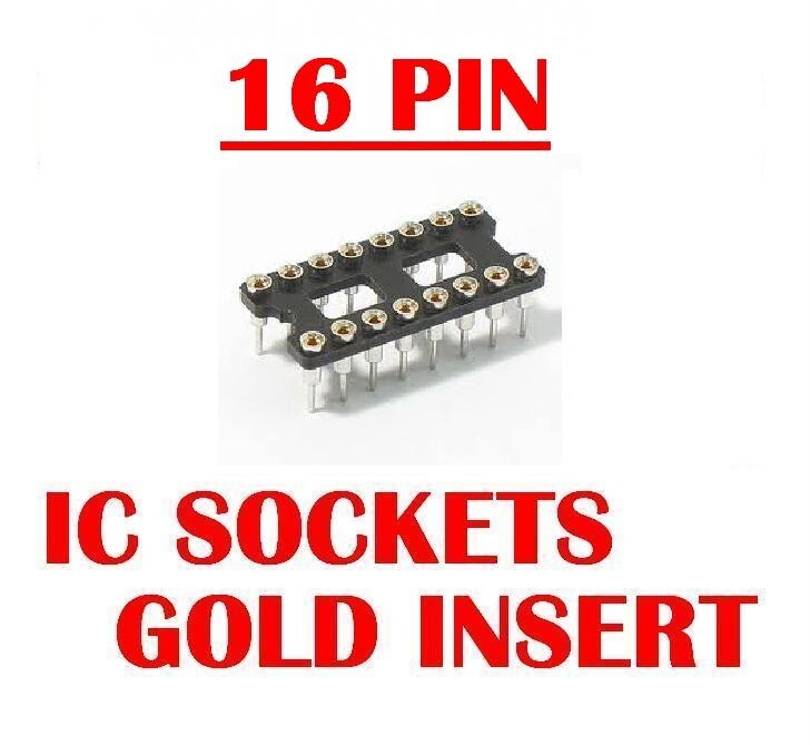 16 PIN MACHINE TOOLED IC SOCKETS GOLD INSERT ( QTY 20 ) *** NEW ***