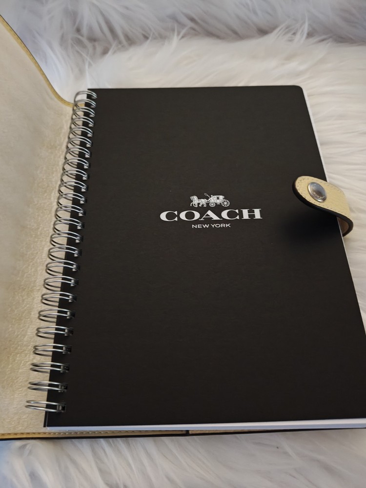 Coach Notebook With Floral Print Silver/ Washed Yellow