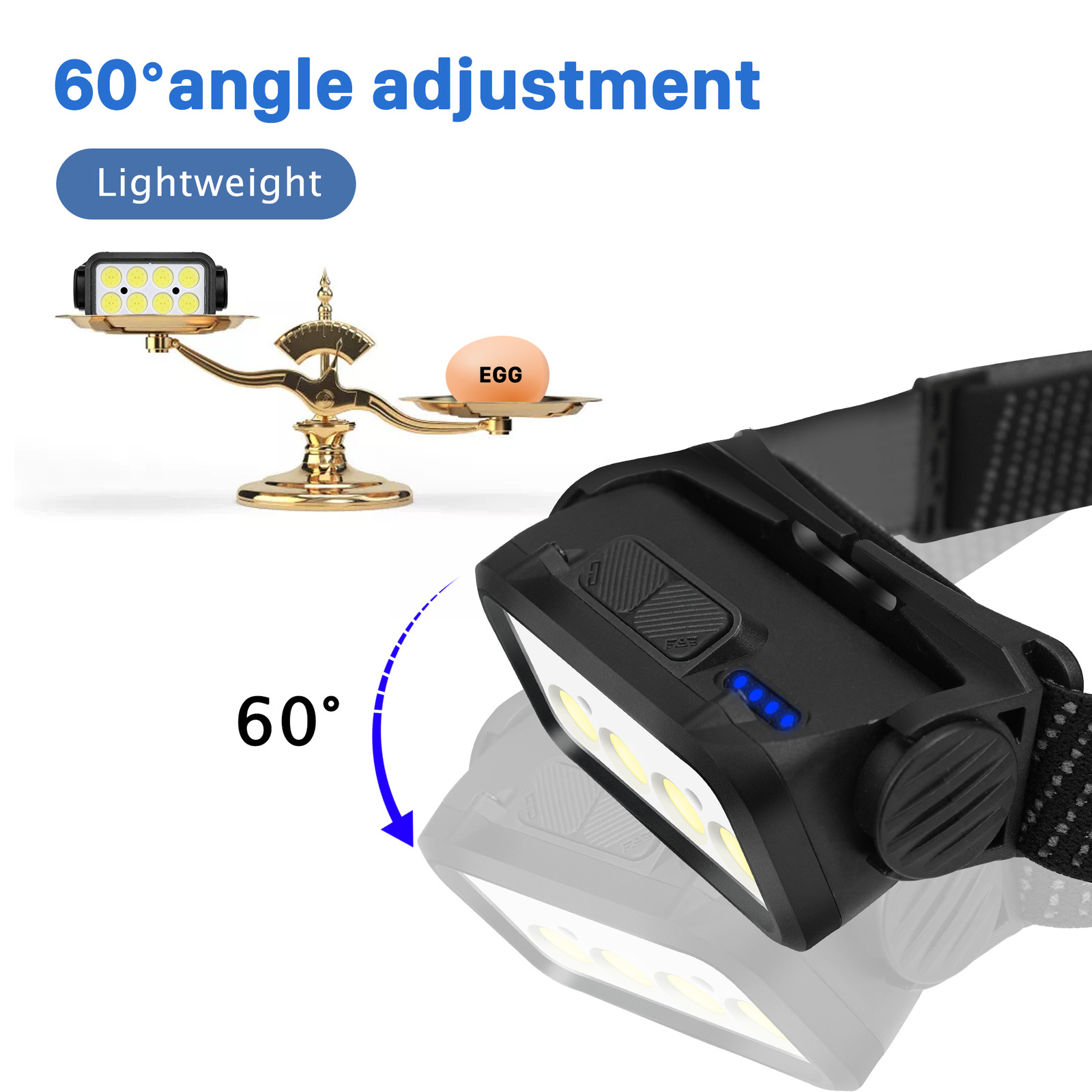 COB LED Headlamp USB Rechargeable Headlight Torch Work Light Bar Head Band Lamp