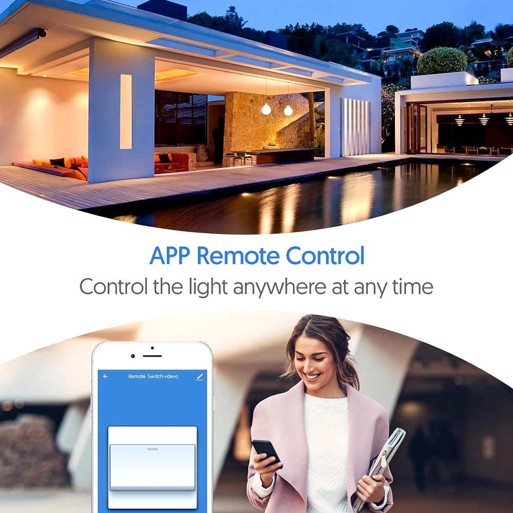 Smart WIFI In-Wall Switch For Alexa Google Home APP, With A Remote Controller