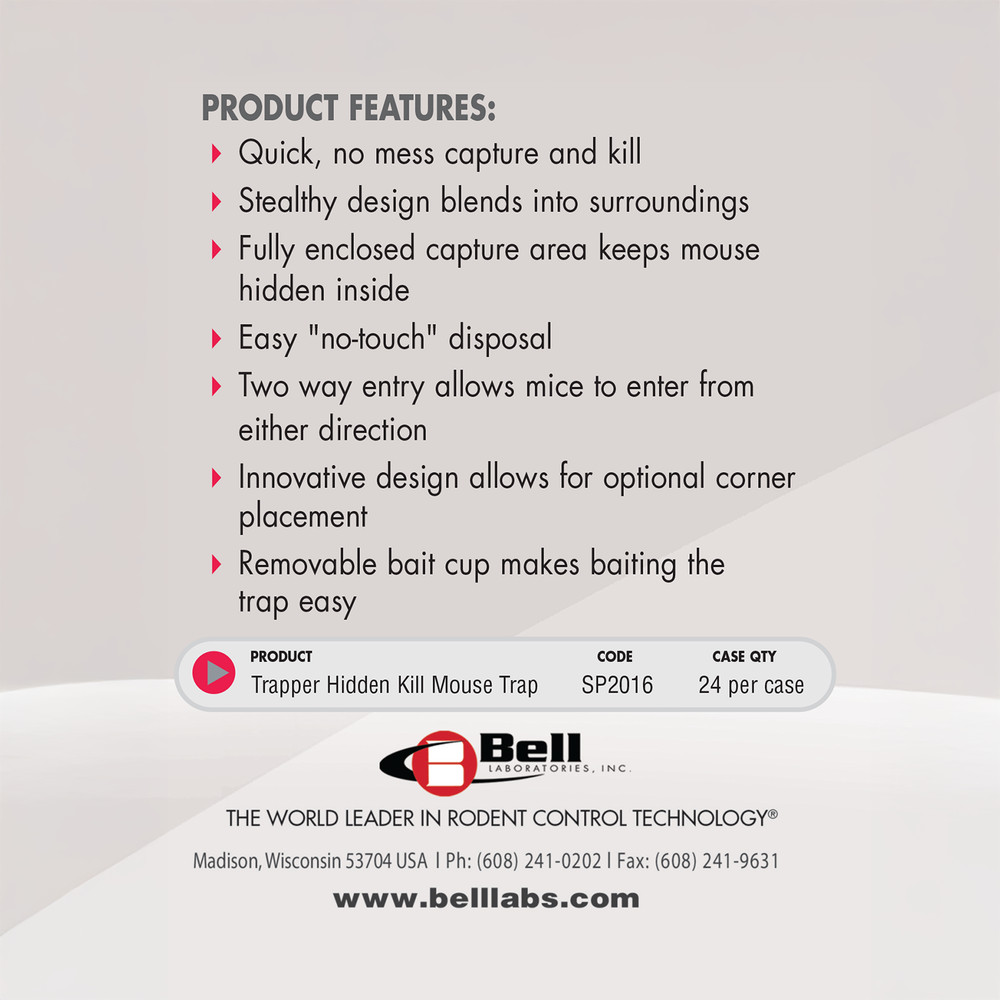 Trapper Hidden Kill Mouse Trap Quick No Mess Capture 1 Trap by Bell Laboratories