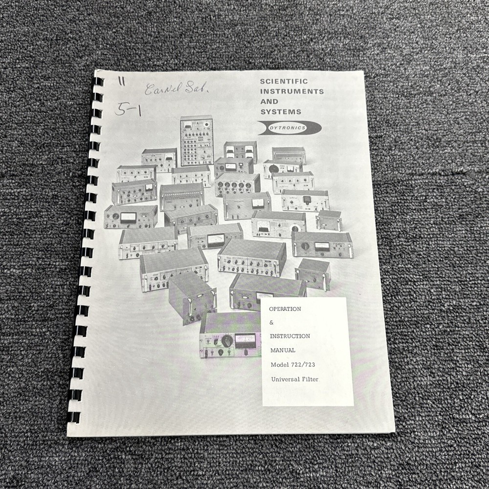 Dytronics Model 722/723 Universal Filter Operation Instruction Manual