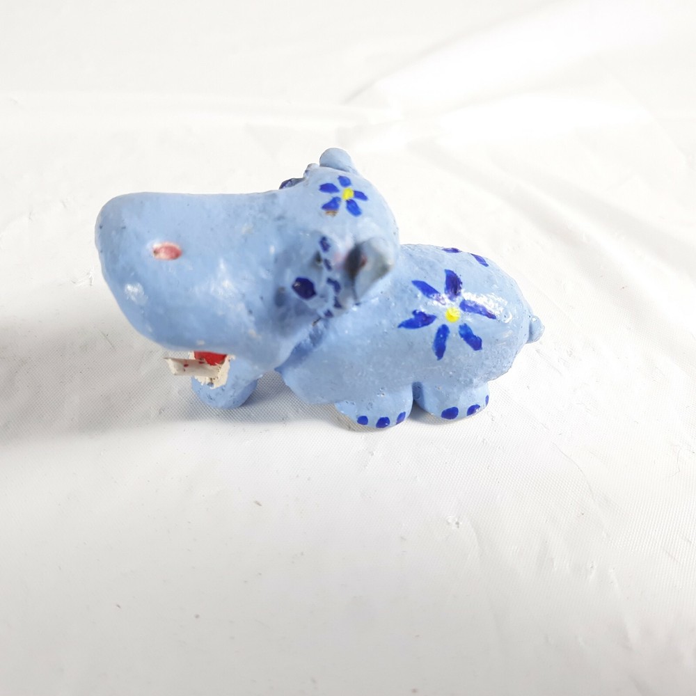 Small Hippo Figurine Hand Painted