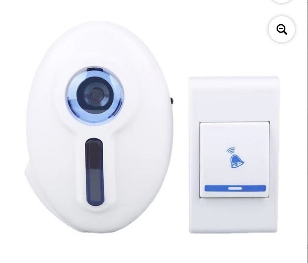 Wireless Plug-In Lighted Doorbell Receiver & Button, Plastic, White/Blue