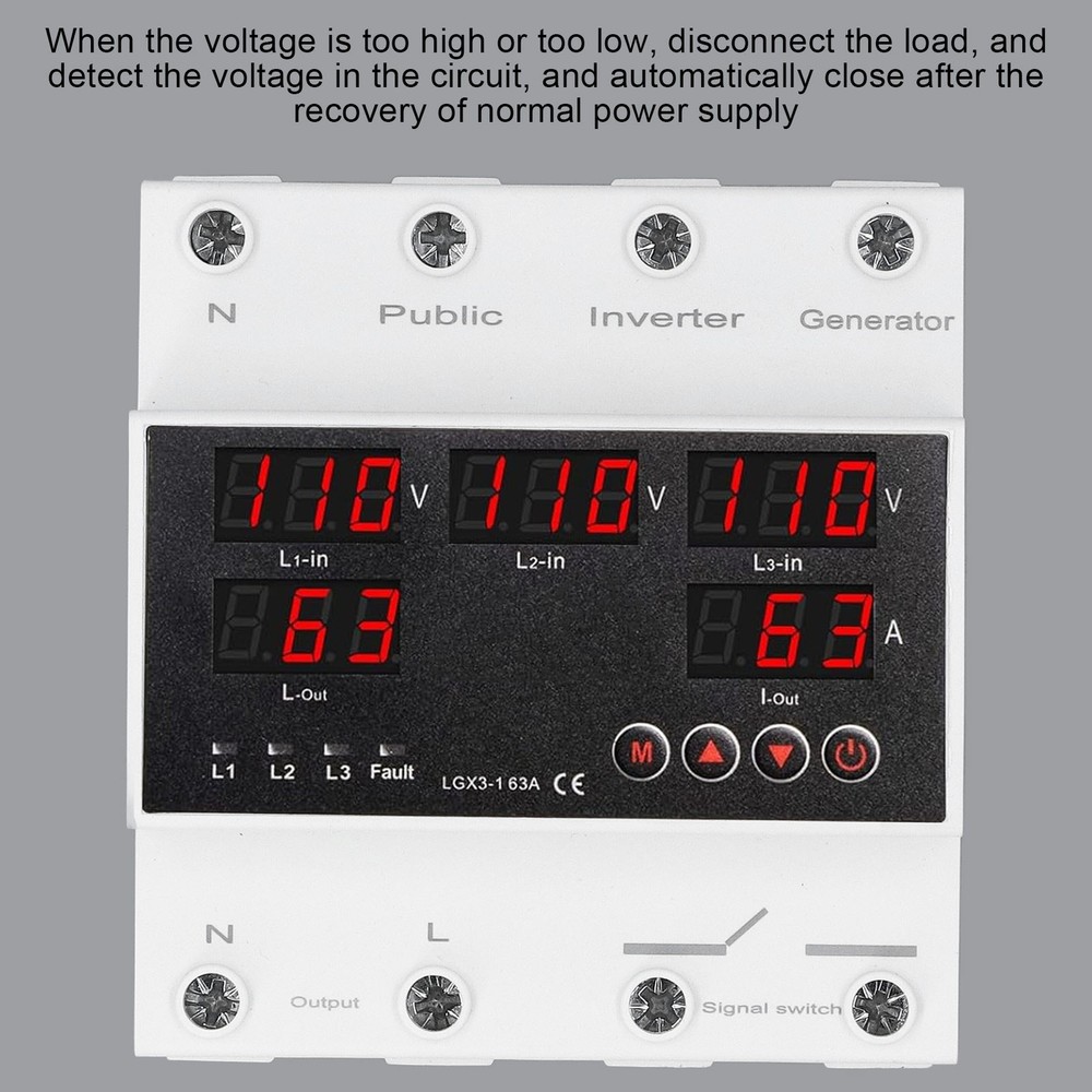 ´AC110V 3 Phase 4 Wire Automatic Transfer Switch 63A Changeover Switch Voltage