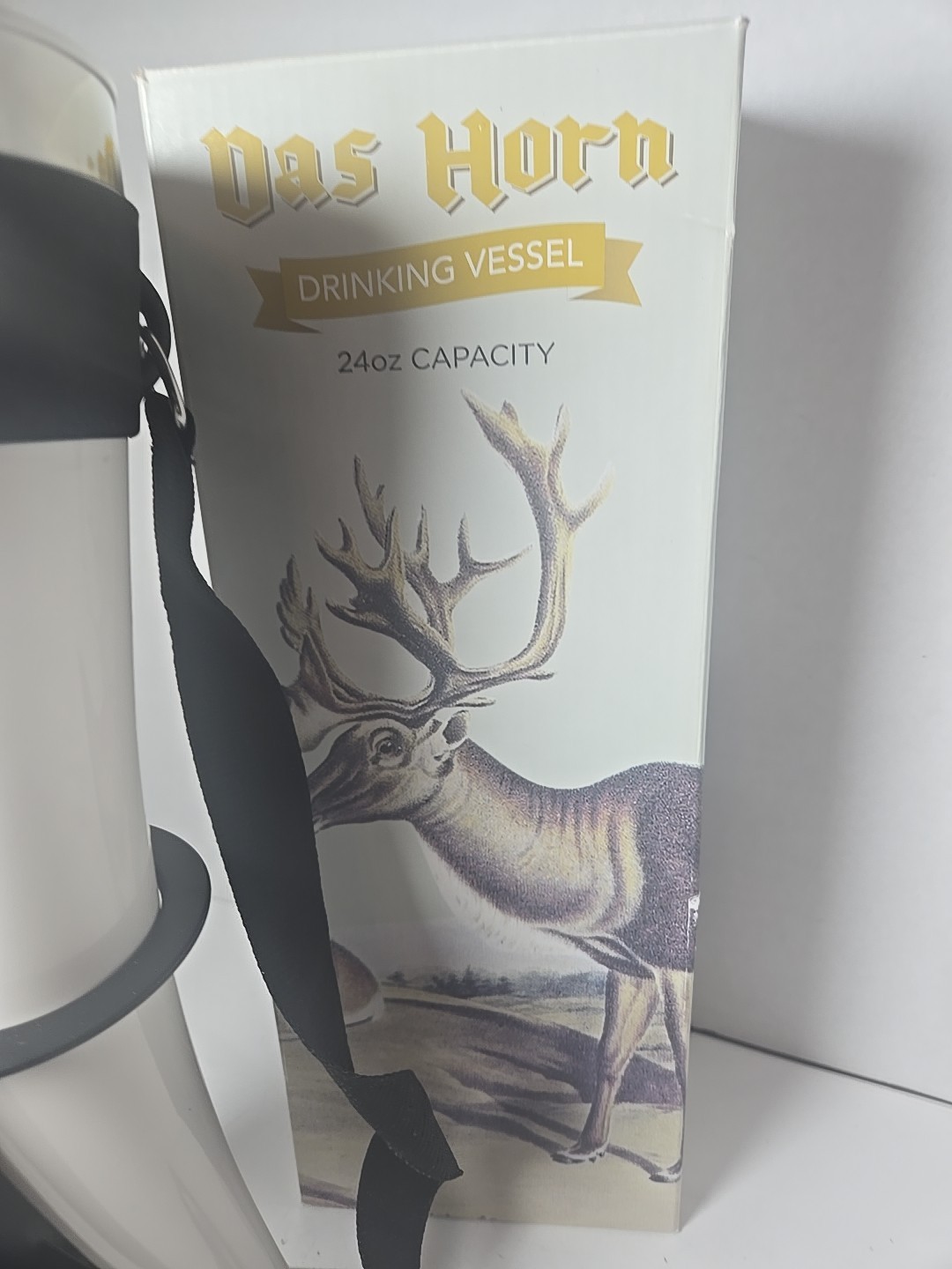 Drinking Vessel Horn with Holder and Neck Strap. Das Horn. 24 Oz. New Open Box