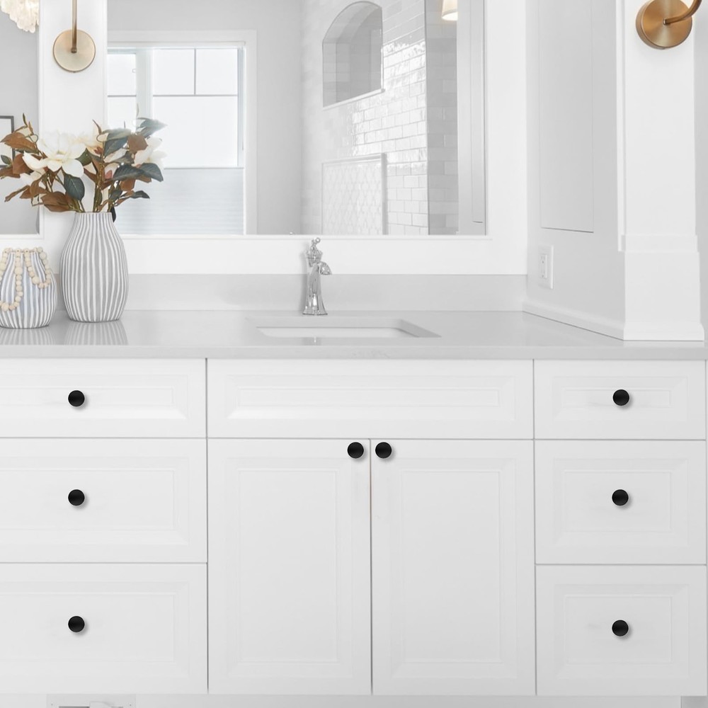 10 Pack 1-1/5Inch(30mm) Cabinet Knobs Black Matte Kitchen Cabinet Knobs for D...