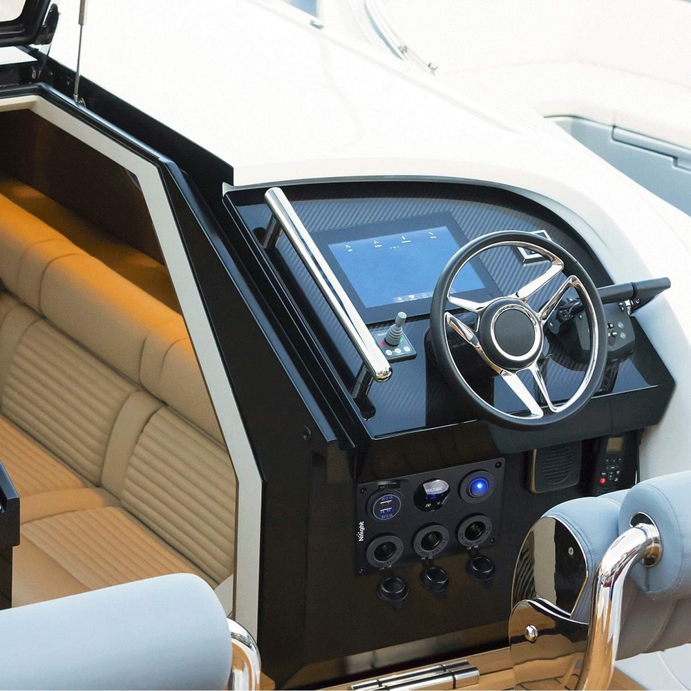 Durable 12V Cigarette Lighter Socket Panel with LED Voltmeter for Vehicles