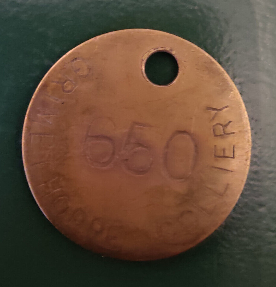 GRIMETHORPE Colliery Pit Check Tally - marked GRIMETHORPE COLLIERY 650