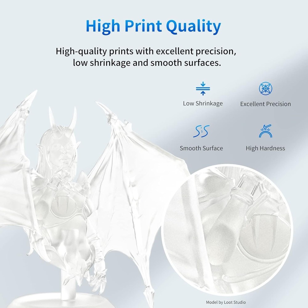 Clear 3D Printer Resin 500g - Quick Curing & High Precision for LCD 3D Printing