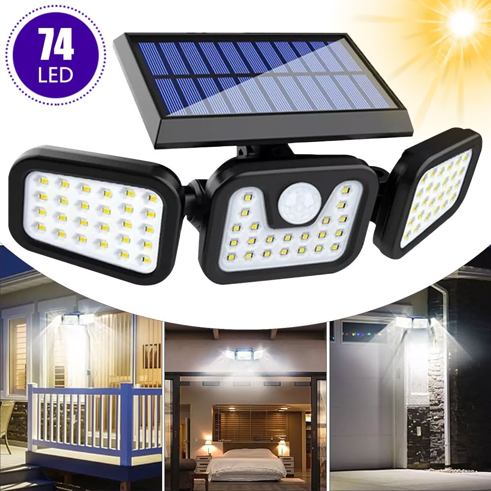 4 Pack LED Motion Sensor Solar Lights Outdoor IP65 Waterproof Security Lamp
