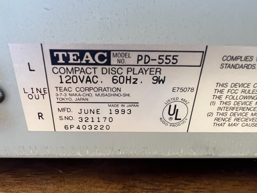 Vintage Teac PD-555 Compact Disc Player