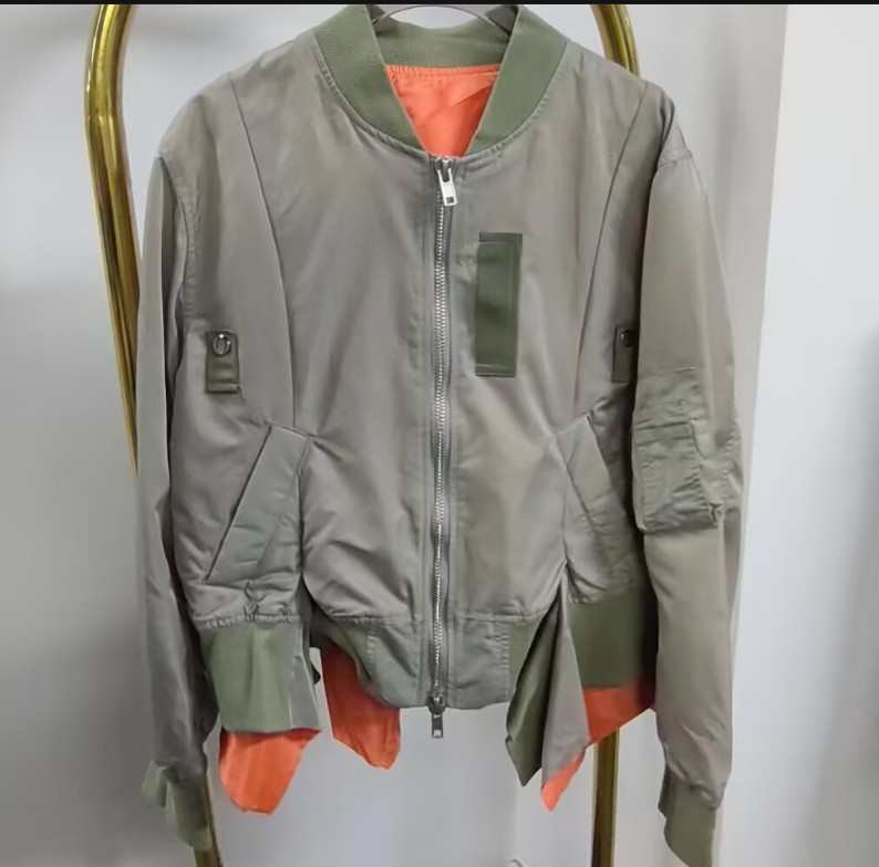 2024AW Lady Sacai Luck Spliced Folded Irregular Ruffle Edge Jacket