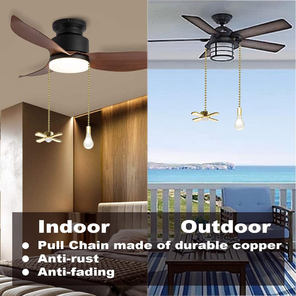 Ceiling Fan Pull Chain Ornaments Extension Chains with Decorative Light Bulb and