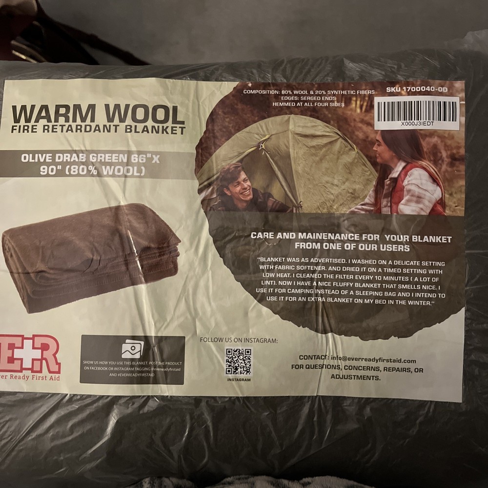 Warm Wool Fire Retardant Blanket  66 x 90 Nee