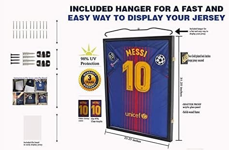 Jersey Display Frame Case Large Frames Shadow Box Lockable with UV Black