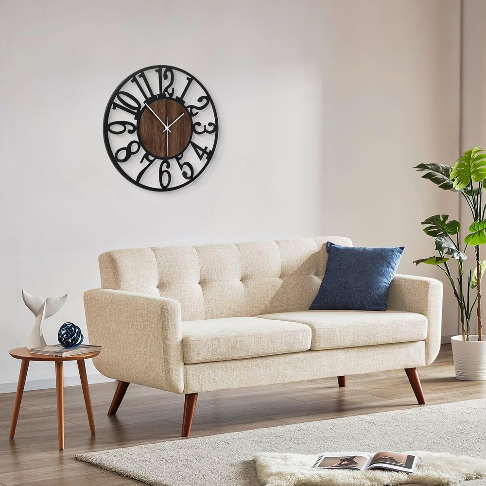 LEIKE Large Wall Clock 20'' Lighted Rustic Wood Clock with Remote Timer, Sile...