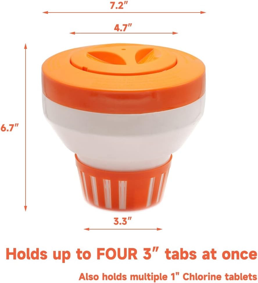 Swimming Pool Chlorine Floater for 3 inch Tablets, Floating Chlorine Dispenser