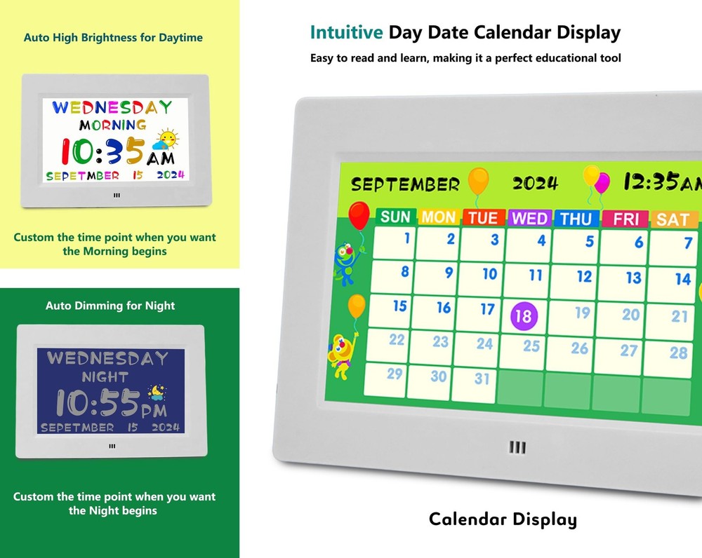 Véfaîî Digital Teaching Clock Talking Time, 24 Alarms Custom Remi