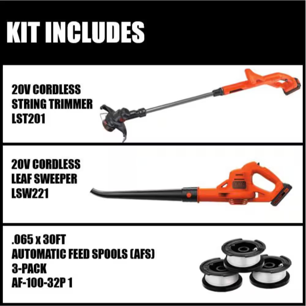 20V MAX Cordless Battery Powered String Trimmer and Leaf Blower Combo Kit with 3