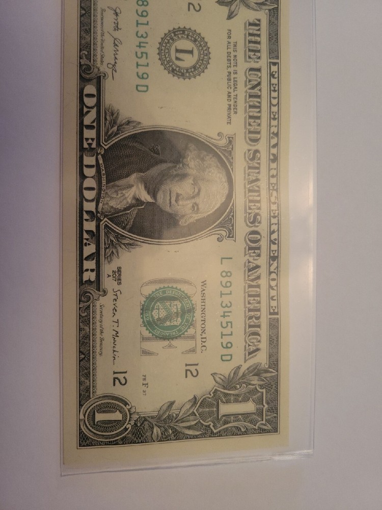 Ink Error Misprint One Dollar Bill Right Eye Not Colored In