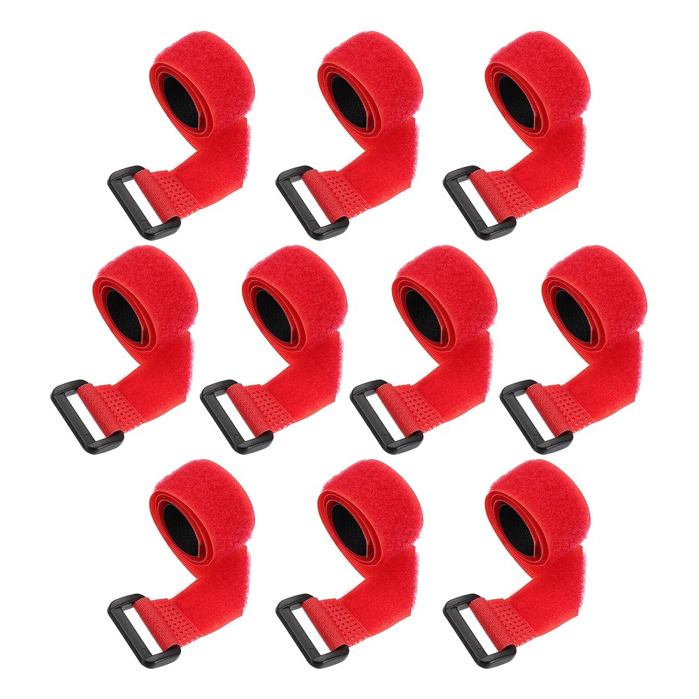 10pcs Reusable Cinch Straps 0.8"x14" Hook and Loop Cable Securing Straps, Red
