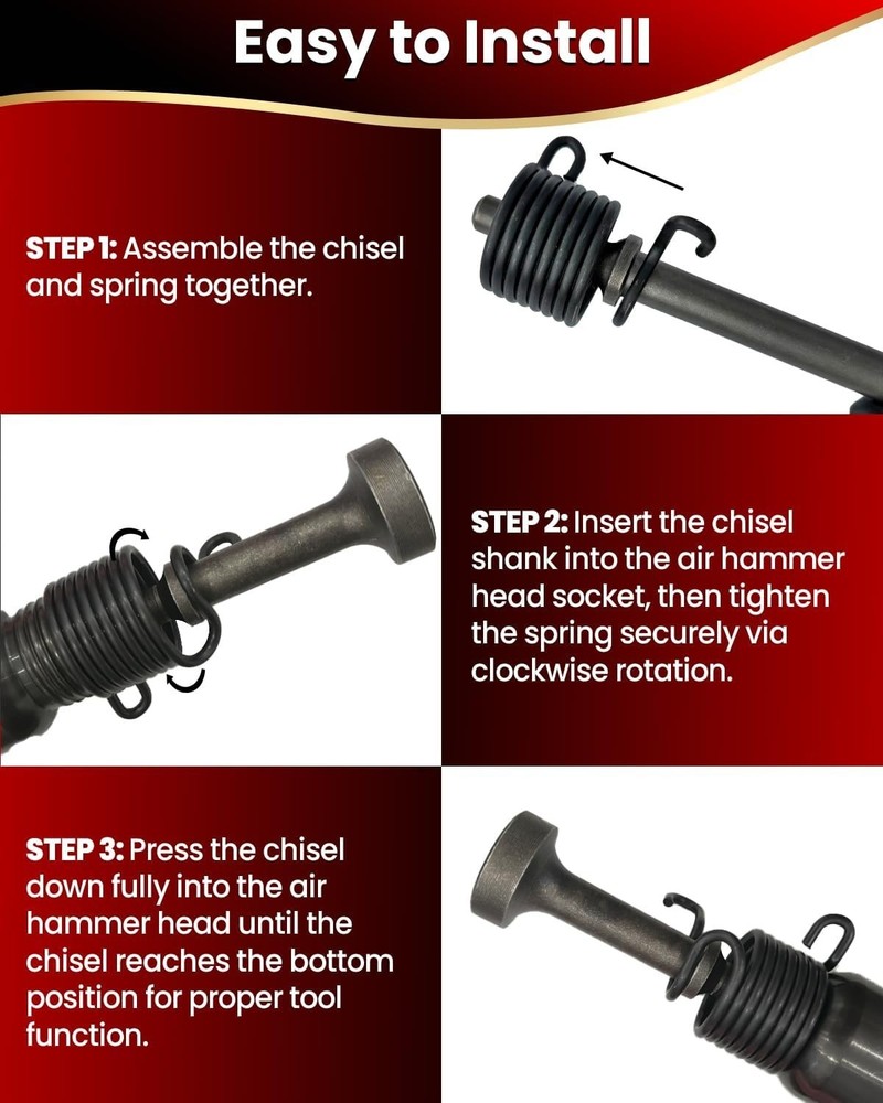 9 Pcs Air Hammer Bits Set, Pneumatic Hammer Chisel Bits, Air Chisel Bits with...