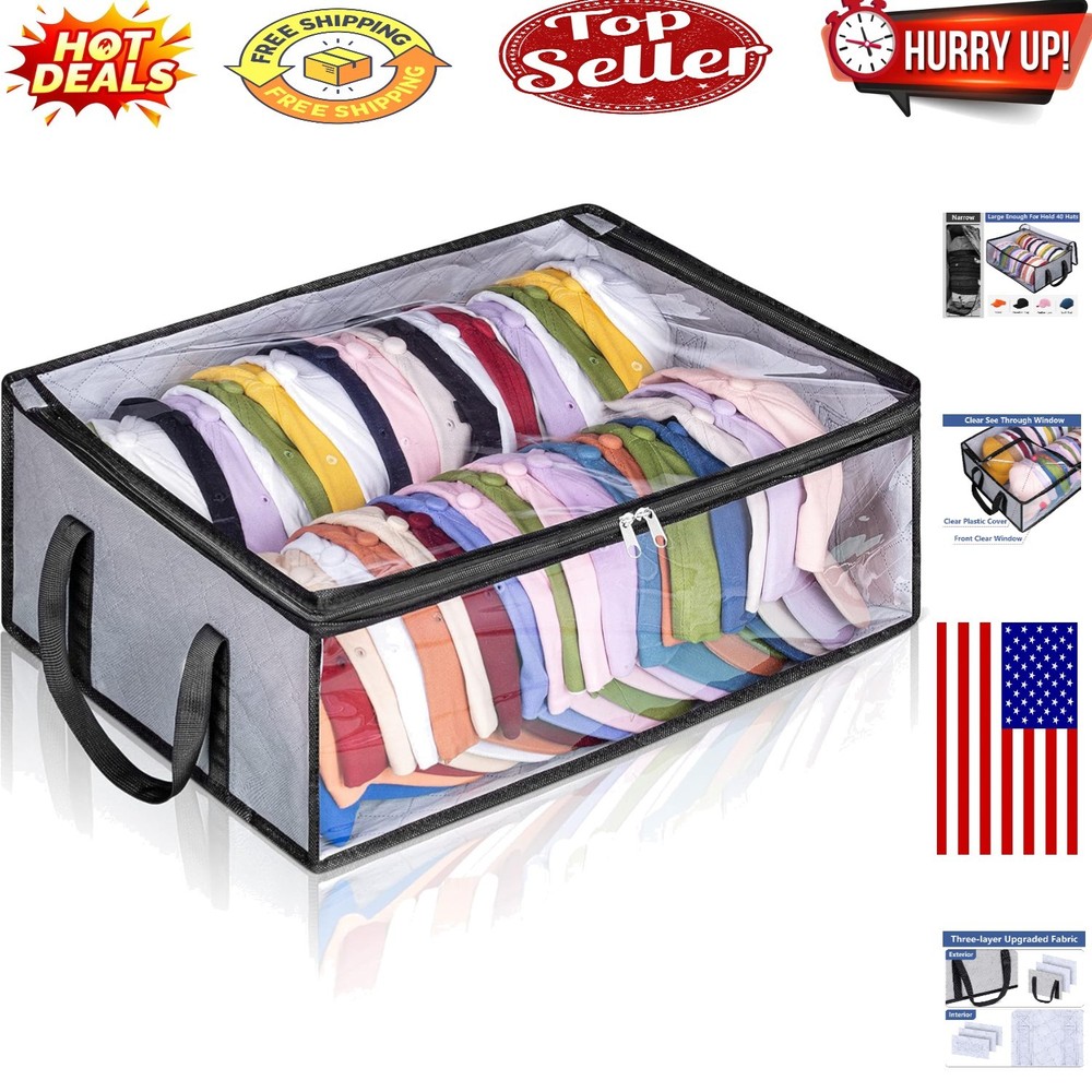 Baseball Cap Organizer with Clear View - Space Saving Storage Solution