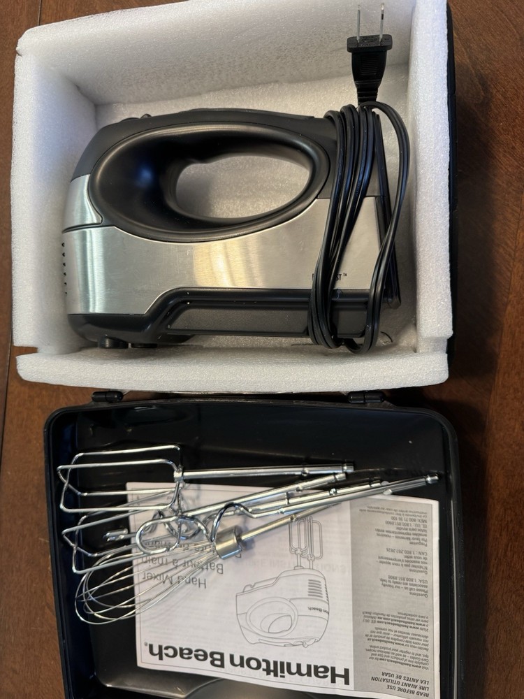 Hamilton Beach Performance 6-Speed Hand Mixer with Storage Case 7 PCS Chrome Blk