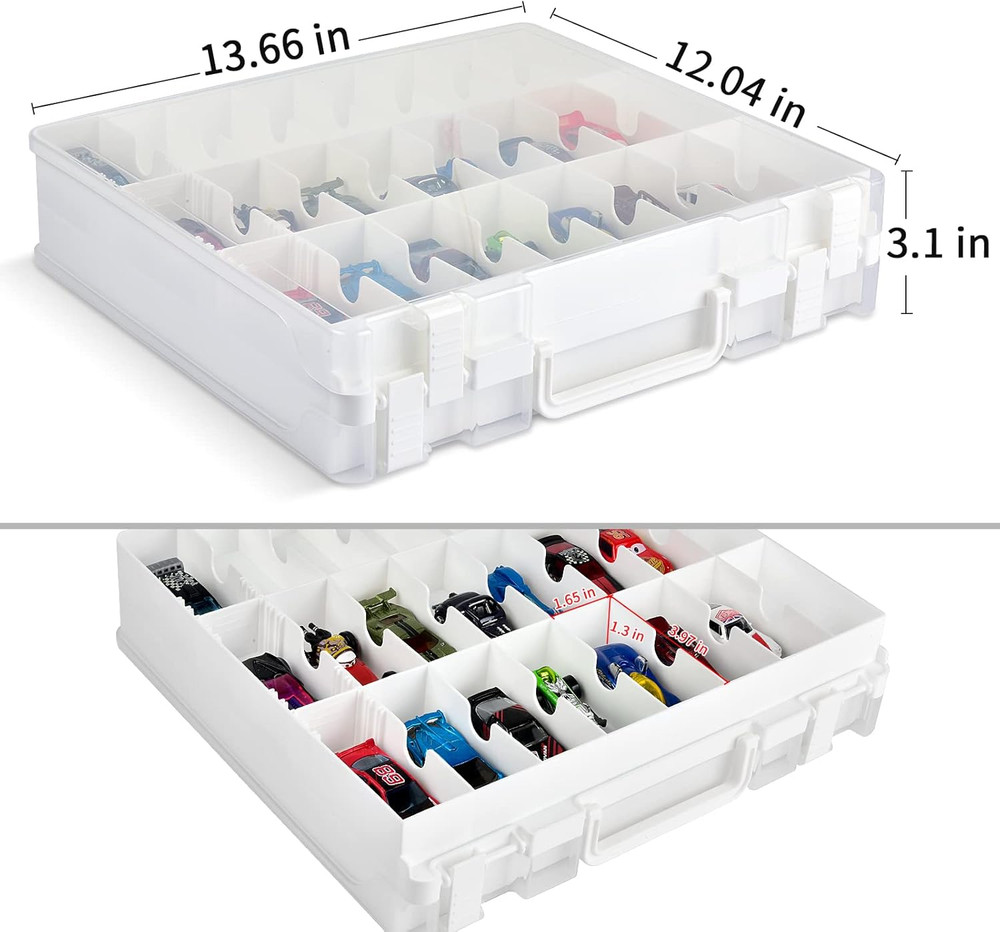 Double Sided Toy Storage Organizer Case Box Container Carrier 48 Compartments
