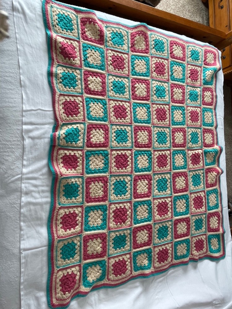 crocheted 44x52 coverlet multicolor