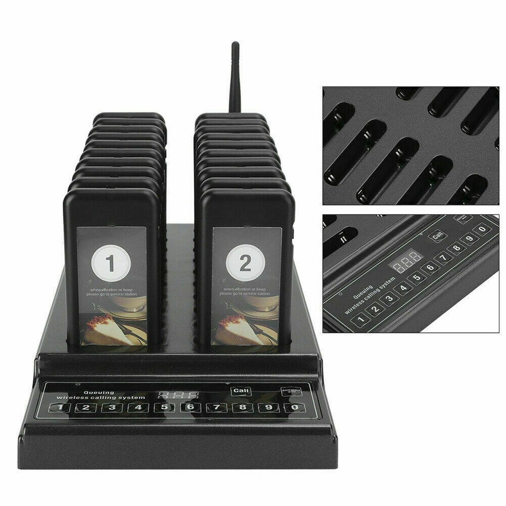 Wireless Restaurant Coaster Pager Guest Paging Queuing Calling System 20 Pagers