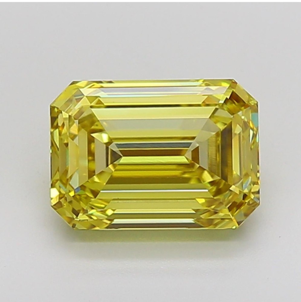 Yellow Emerald Cut Lab Created Diamond IGI