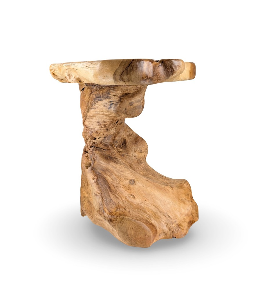 Teak Side Table, Wood Side Table, Teak Accent Stool, Handcrafted Side Table