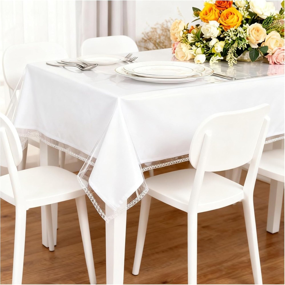 Clear Plastic Table Cover Protector  Waterproof Tablecloth Vinyl