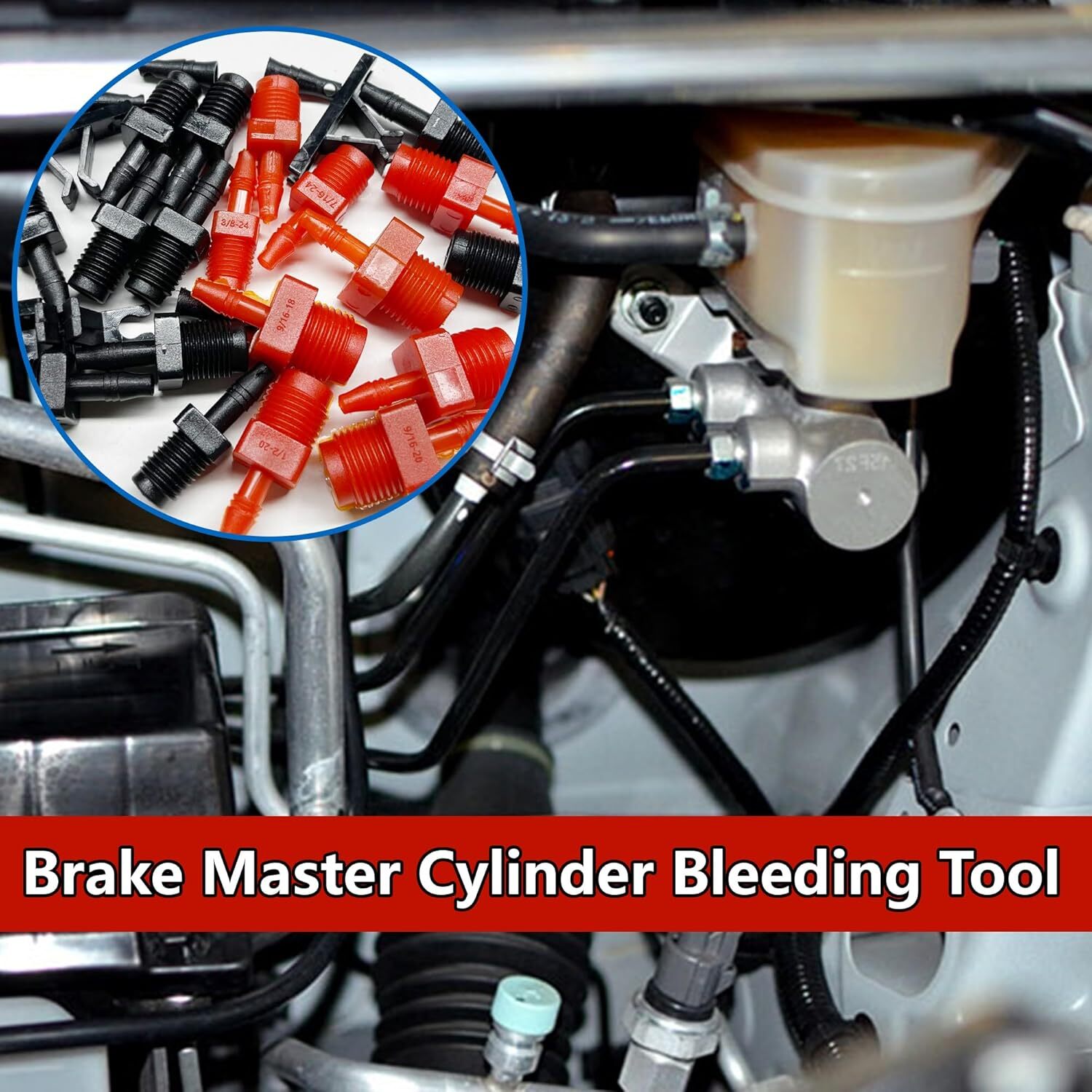 29 Pcs Master Cylinder Bleeder Kit-Brake Bleeder Kit with 22" Hose PTFE Tape Uni