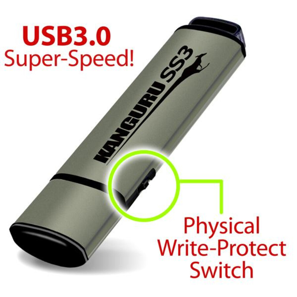 Kanguru Solutions Kf3Wp-64G 64Gb Ss3 Usb 3.0 Flash Drive Write-Protect