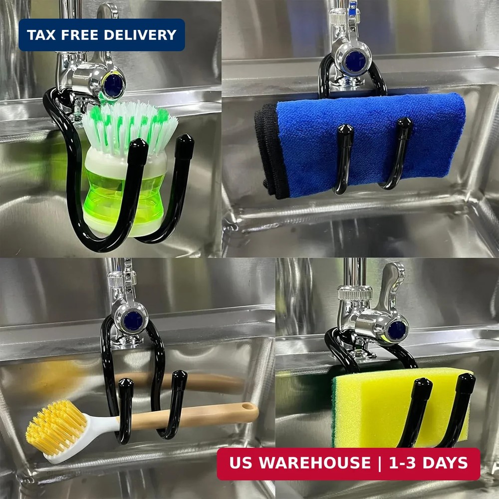 2 Pack Hanging Rustproof Sink Caddy & Sponge Holder, Adjustable Kitchen Dish wan