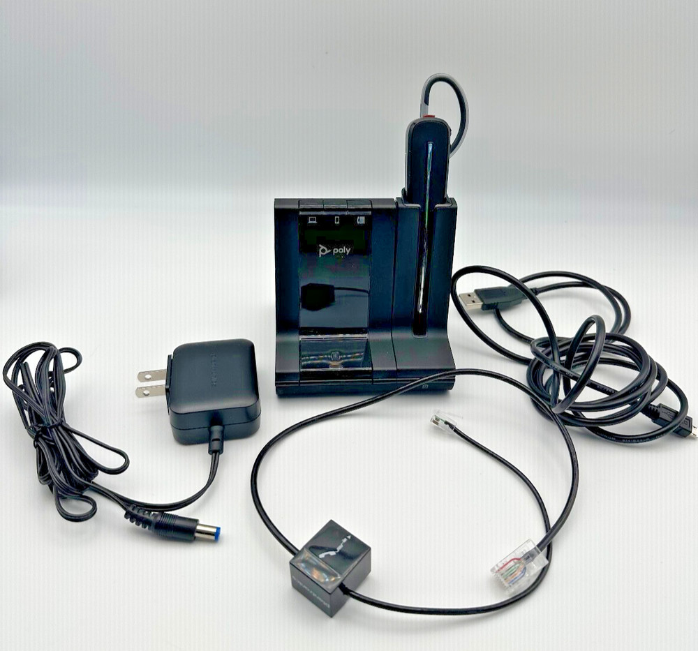 Plantronics POLY W8200B Wireless Headset & Charging base DECT + Adapters