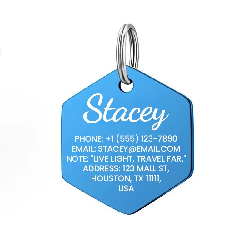 Personalized Hex Stainless Steel Dog Tag Pet Tag Placa de Identificación Perro