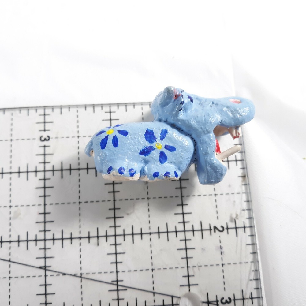 Small Hippo Figurine Hand Painted