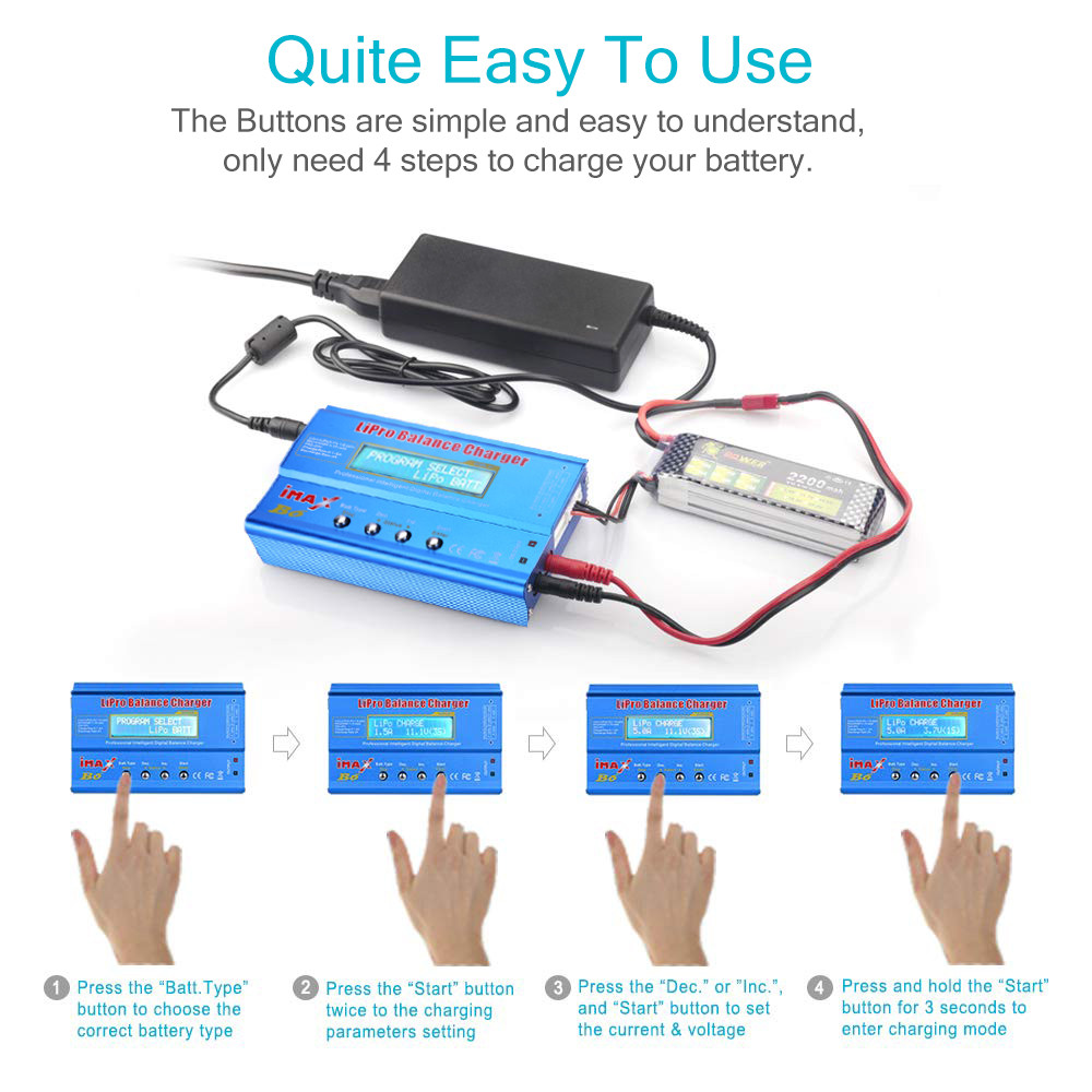 B6 LiPo Smart Battery Balance Charger Discharger iMAX 80W For RC NiMH LiFe NiCd